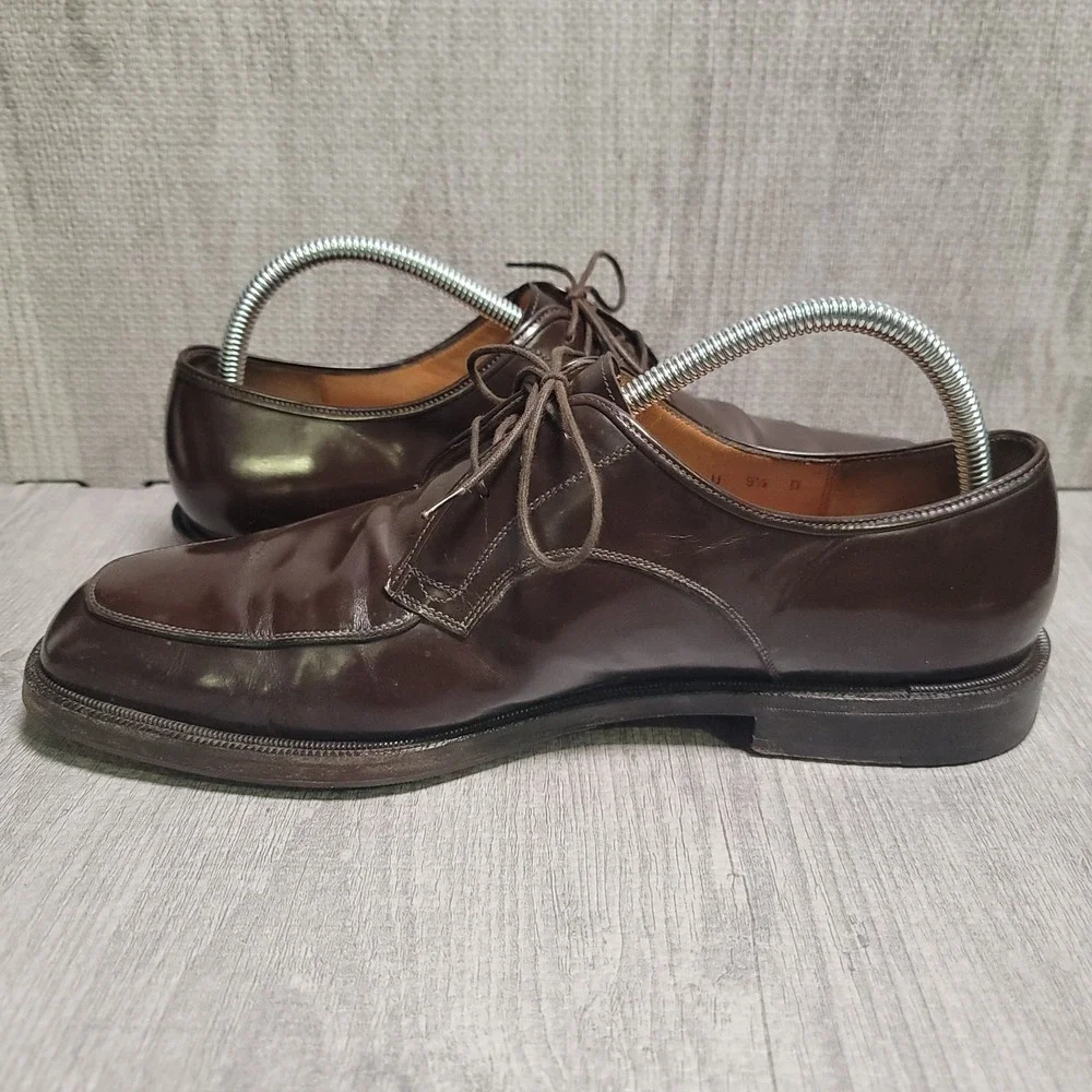 Salvatore Ferragamo Shoes Mens 9.5 D Brown Apron Toe Derby Italy UG10216